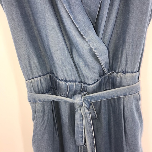 Etienne Marcel Blue Chambray Romper w Pockets - Picture 4 of 14
